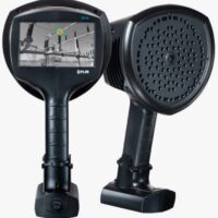 A black FLIR Si124 Acoustic Imaging Camera with an infrared camera attached to it.