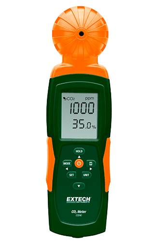 An Extech CO240 with an orange and green color, suitable for infrared training.