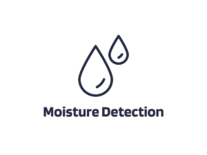 An infrared water drop icon with the word moisture detection.